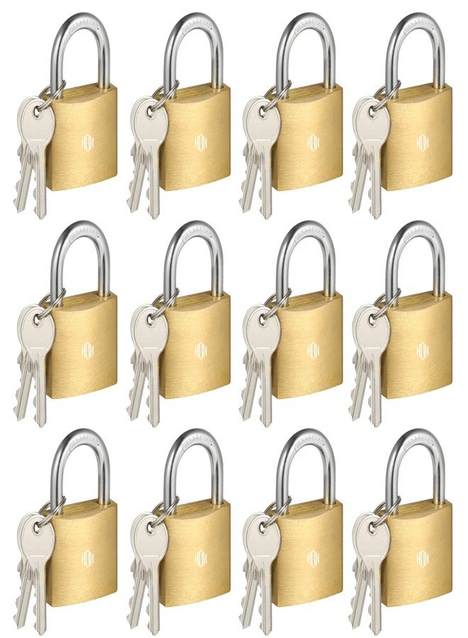 HOX 12-Pack Keyed Padlock, Waterproof and Rustproof, Solid Brass Lock with 1-1/4" Wide Body, Padlock with Keys for Storage Unit, Sheds, Garages and Fence - Image 1