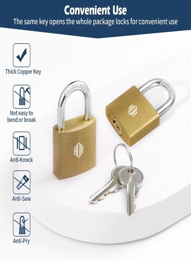 HOX 12-Pack Keyed Padlock, Waterproof and Rustproof, Solid Brass Lock with 1-1/4" Wide Body, Padlock with Keys for Storage Unit, Sheds, Garages and Fence - Image 5