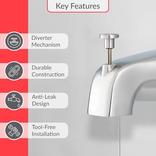 Proplus 101017 Bathtub Spout with Diverter Repair Kit in Chrome – Universal Replacement for Tub Diverter Spout, Easy Installation - Image 4