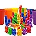 Skoolzy Rainbow Stacking Bears with Matching Sorting Cups 69 Piece Set 60 Bear counters Scissor Tongs Rainbow Cups Storage Bag Sorting dice Game - Image 2