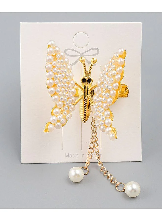 Mark & Mia Mark & Mia Butterfly Clip, Elegant Design, Decorative Style, Durable, 6 to 10 Years - White and Golden