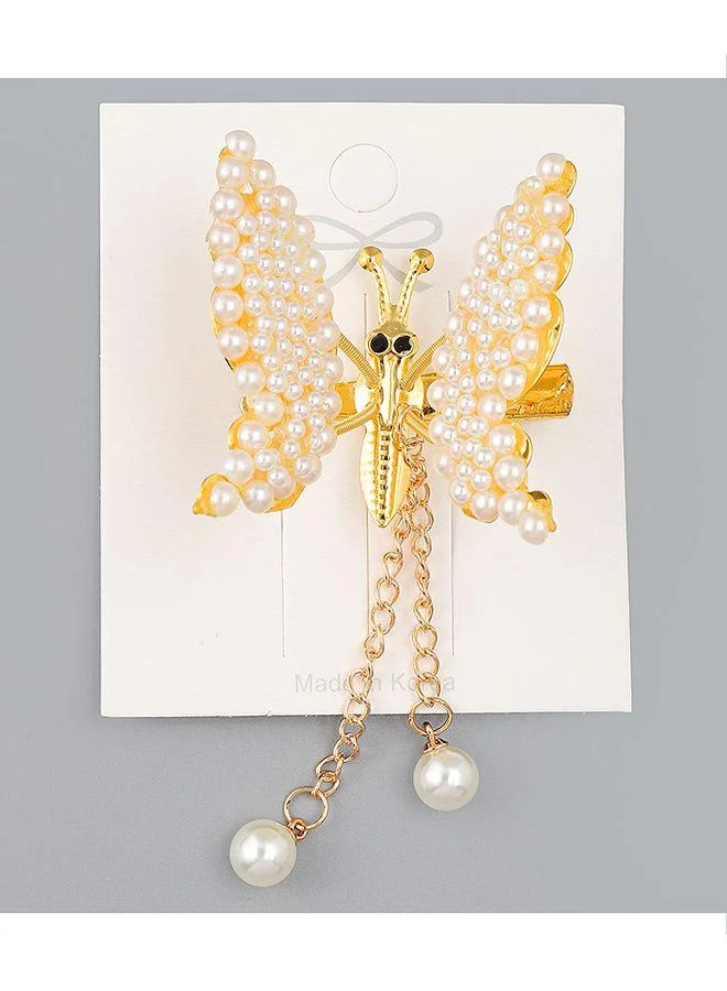 Mark & Mia Mark & Mia Butterfly Clip, Elegant Design, Decorative Style, Durable, 6 to 10 Years - White and Golden