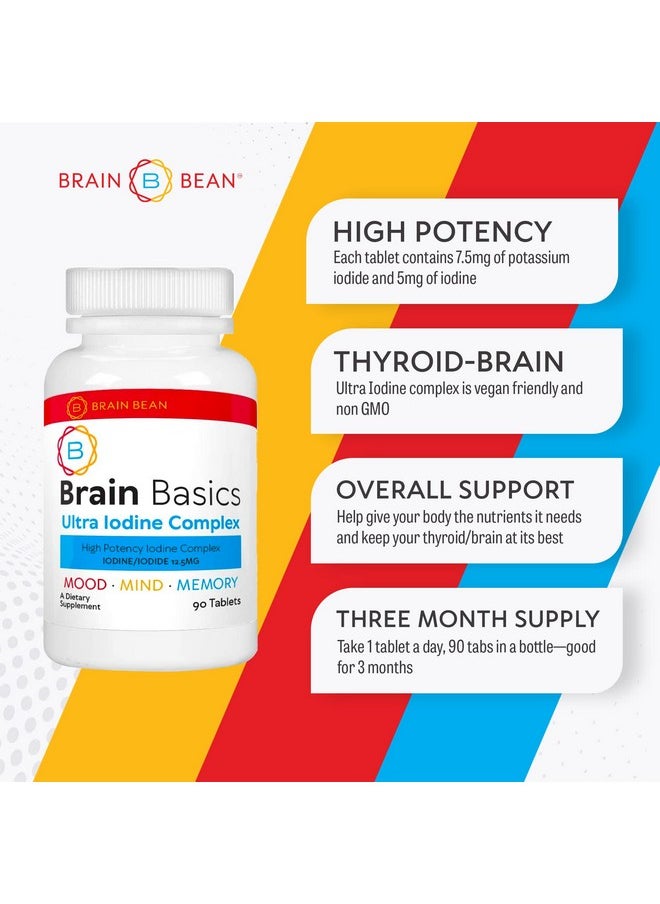 Life Enhancement - Brain Basics Ultra Iodine Complex Supplement For Thyroid Support Iodine And Potassium Iodide In One Iodine Supplement For Thyroid And Brain Health 12.5 Mg Iodine And Potassium Iodide 90 Tablets - Image 1