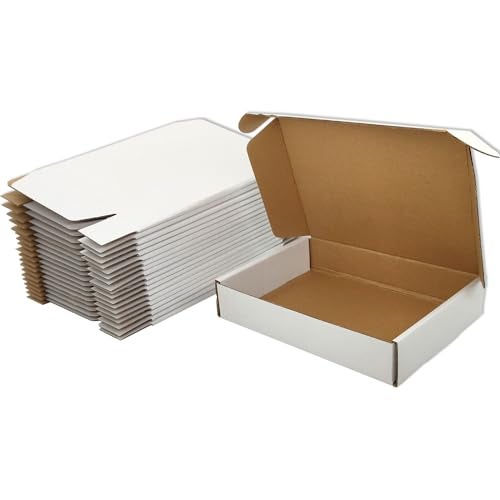 Lmuze Small White Shipping Boxes for Small Business Pack of 25-8x5.5x1.6 inches Cardboard Corrugated Mailer Boxes for Shipping Packaging Craft Gifts Giving Products - Image 1