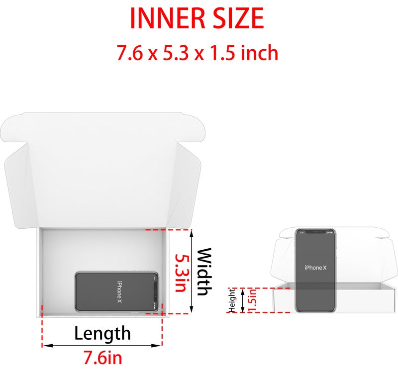 Lmuze Small White Shipping Boxes for Small Business Pack of 25-8x5.5x1.6 inches Cardboard Corrugated Mailer Boxes for Shipping Packaging Craft Gifts Giving Products - Image 2