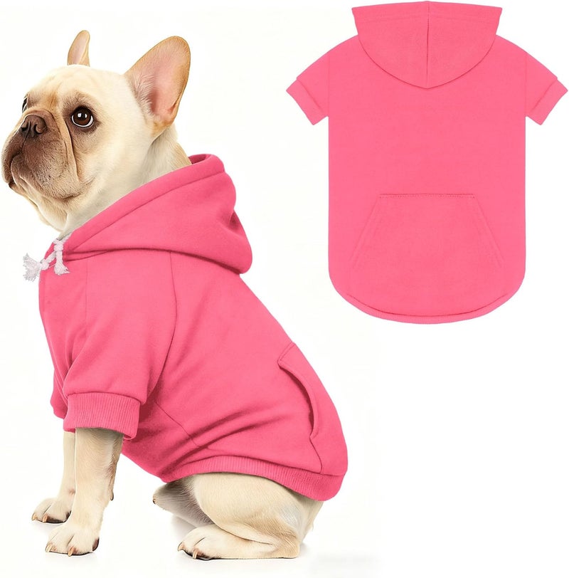Waoduld Dog Sweaters,Dog Hoodie,Cozy Fleece Interior Sweatshirt with Hood & Pocket,Leash Hole,Pet Clothes Sweater for Small,Medium,and Large Dogs,PinkL - Image 1