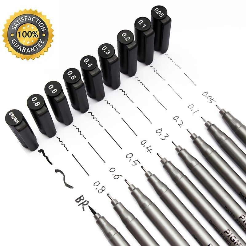 ARROLLIANT Micro-Line Pens,Set Of 9 Black Micro-Pen Fineliner Ink Pens,Waterproof Archival Ink,Multiliner,Sketching,Anime,Artist Illustration,Technical Drawing,Office Documents - Image 2