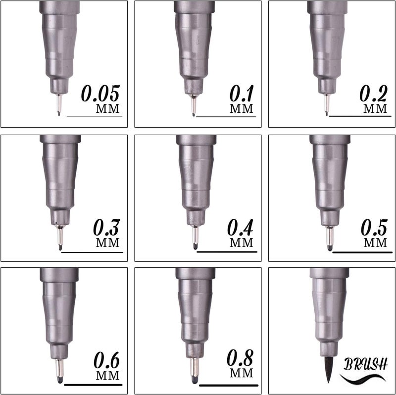 ARROLLIANT Micro-Line Pens,Set Of 9 Black Micro-Pen Fineliner Ink Pens,Waterproof Archival Ink,Multiliner,Sketching,Anime,Artist Illustration,Technical Drawing,Office Documents - Image 5