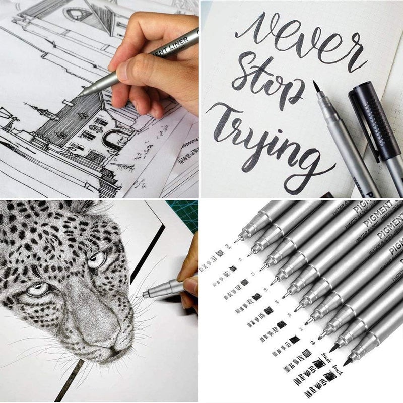 ARROLLIANT Micro-Line Pens,Set Of 9 Black Micro-Pen Fineliner Ink Pens,Waterproof Archival Ink,Multiliner,Sketching,Anime,Artist Illustration,Technical Drawing,Office Documents - Image 3