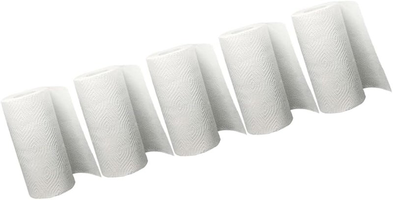 White Soft Kitchen Paper Towels 5 Rolls Wood Pulp Oil Water Absorption Home Office Use - Image 2