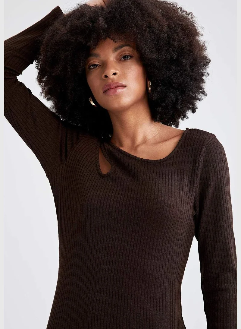 DeFacto Ribbed Cutout Mini Dress
