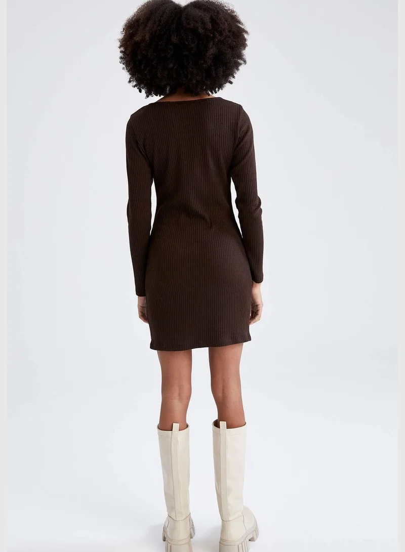 DeFacto Ribbed Cutout Mini Dress