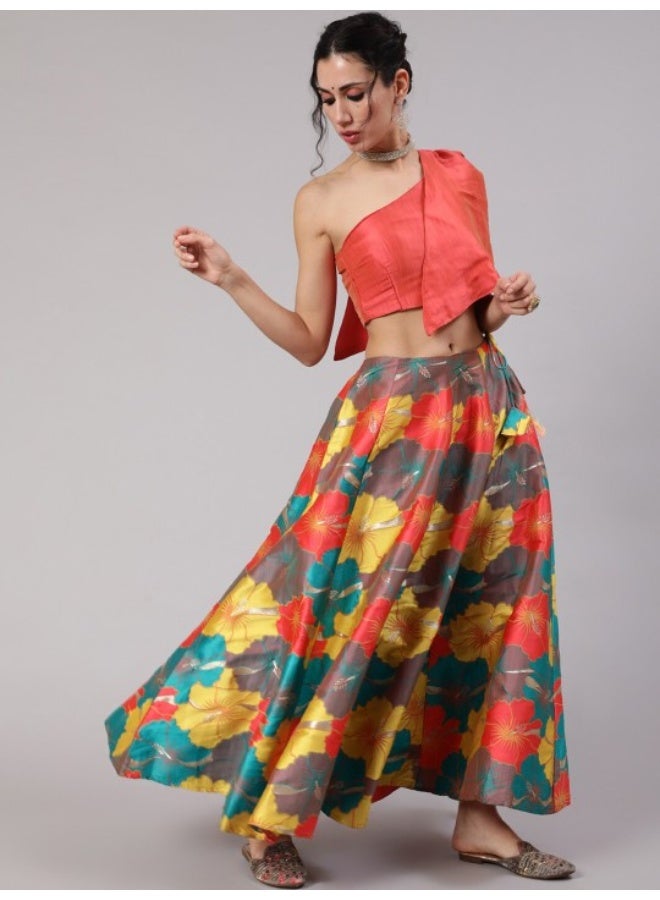 أيه كيه إس طقم ليجنج مطبوع بالزهور متعدد الألوان مع بلوزة - Image 4