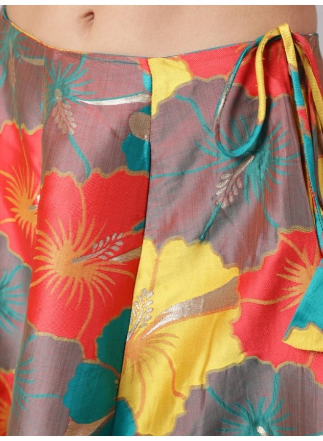 أيه كيه إس طقم ليجنج مطبوع بالزهور متعدد الألوان مع بلوزة - Image 3
