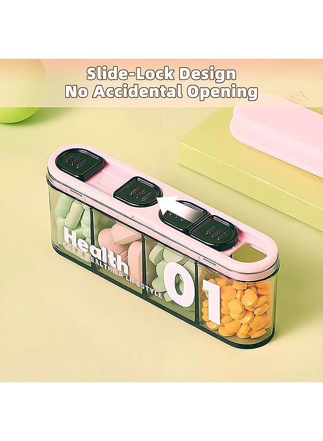 Photon 2 Pcs Portable Pill Dispenser Bottle, Vitamin Organizer with 4 Compartments, Holds Plenty of Supplements with Anti-Mixing & Wide Openings Design, Easy to Retrieve Meds - Image 4