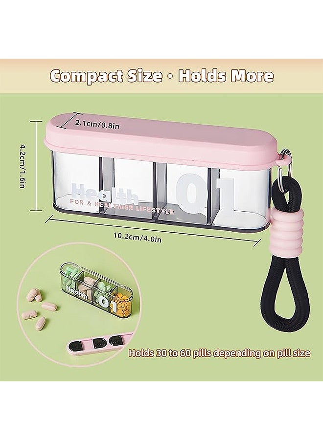 Photon 2 Pcs Portable Pill Dispenser Bottle, Vitamin Organizer with 4 Compartments, Holds Plenty of Supplements with Anti-Mixing & Wide Openings Design, Easy to Retrieve Meds - Image 2