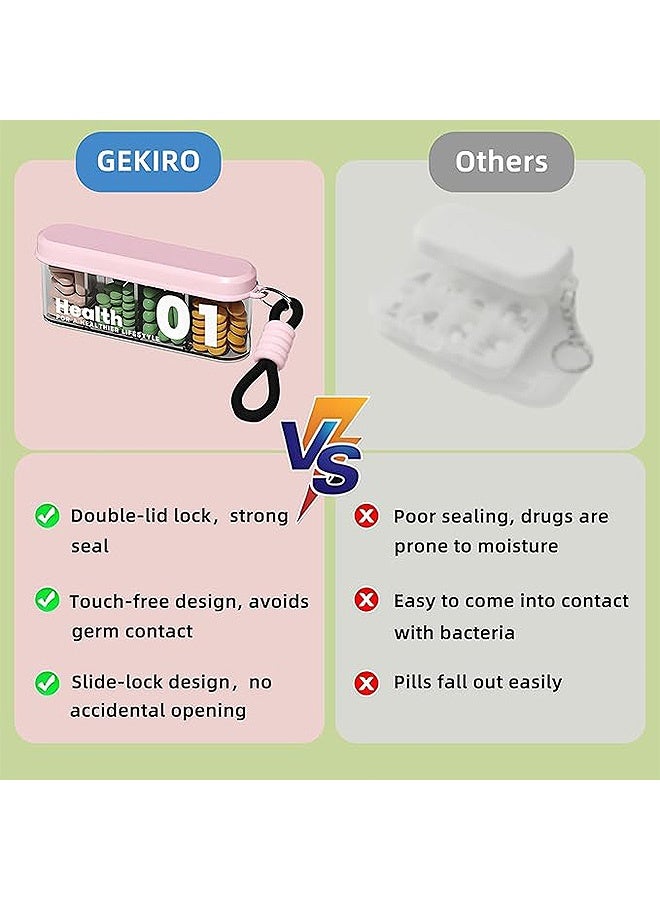 Photon 2 Pcs Portable Pill Dispenser Bottle, Vitamin Organizer with 4 Compartments, Holds Plenty of Supplements with Anti-Mixing & Wide Openings Design, Easy to Retrieve Meds - Image 5