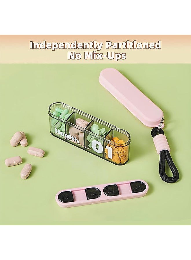 Photon 2 Pcs Portable Pill Dispenser Bottle, Vitamin Organizer with 4 Compartments, Holds Plenty of Supplements with Anti-Mixing & Wide Openings Design, Easy to Retrieve Meds - Image 3