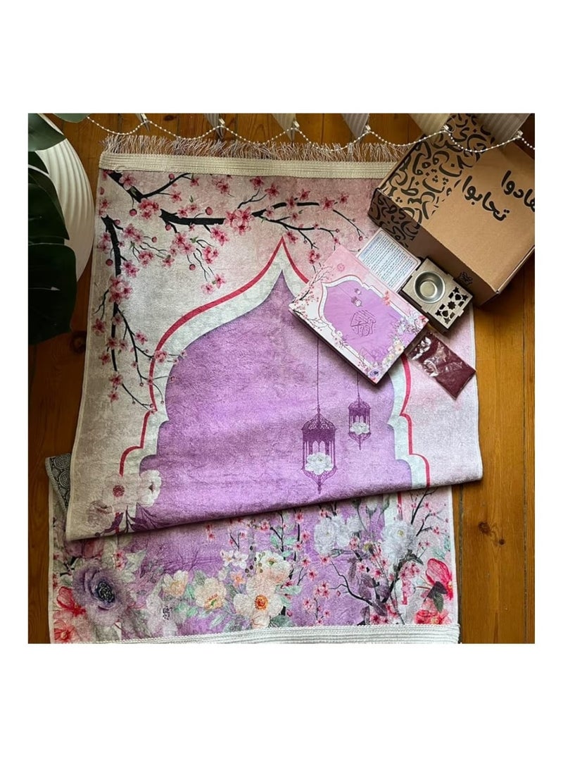 The "Give Gifts and Love" gift box contains (a good quality prayer rug, a white paper Quran, supplications, an incense burner, and incense). These high-quality, beautiful gifts are available in various shapes and colors - Image 4