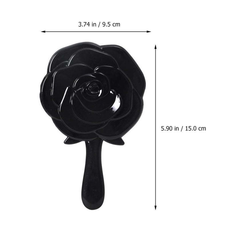 Portable Handheld Makeup Mirror Rose Shaped Vintage Vanity Mirror with Light Black White 2 Pack - Image 3