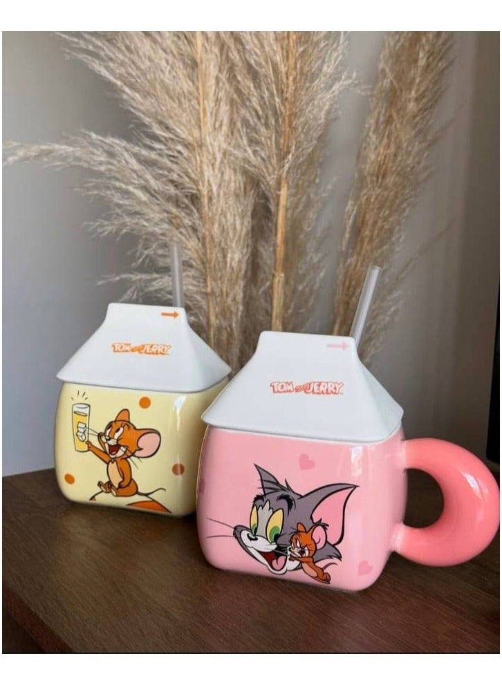 Tom & Jerry Porcelain mug with straw