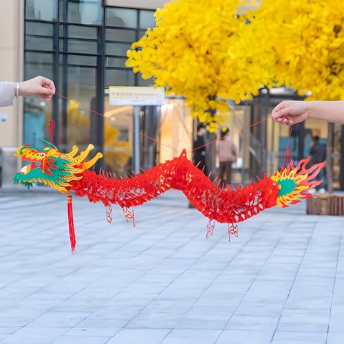 Luxtea 3D Chinese Paper Dragon Garland, Hanging Decoration for New Year Party Mid-Autumn Festival Spring Festival Ornaments (39 inch) - Image 5