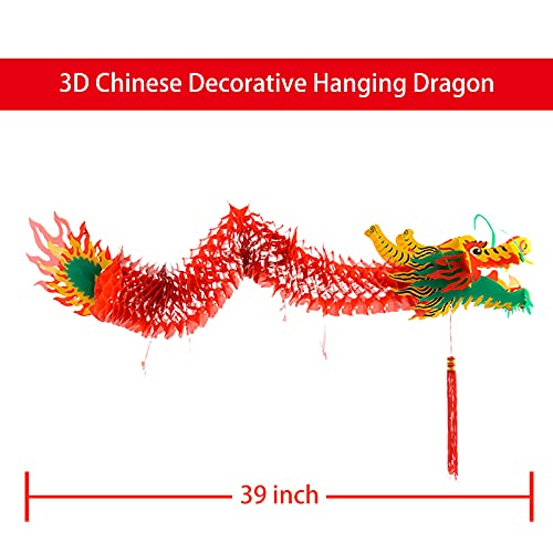 Luxtea 3D Chinese Paper Dragon Garland, Hanging Decoration for New Year Party Mid-Autumn Festival Spring Festival Ornaments (39 inch) - Image 3