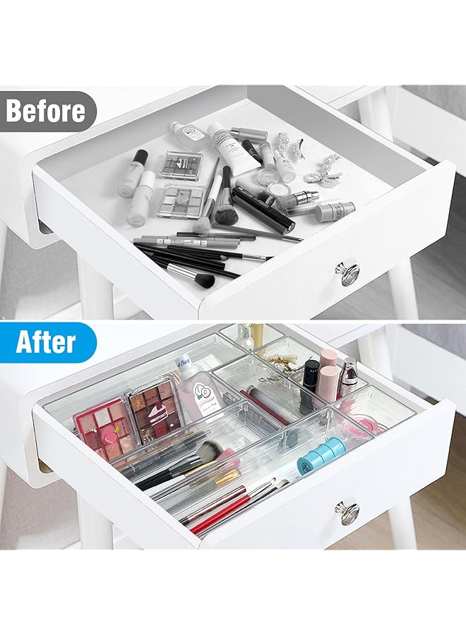 erorex 28Pcs Clear Plastic Drawer Organizers Tray For Makeup Storage 4 Size Storage Organizer Divider Trays For Kitchen Bathroom Makeup Utensils And Office - Image 4