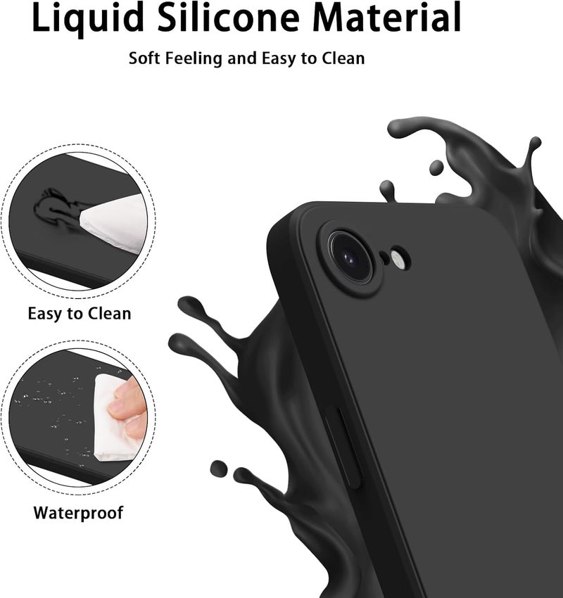 Demark Silicone Case for iPhone 16e/iPhone 17e, Slim Liquid Silicone 3 Layers Full Covered Soft Gel Rubber Phone Case Protective Cover for iPhone 16e/iPhone 17e Cover(Black) - Image 3