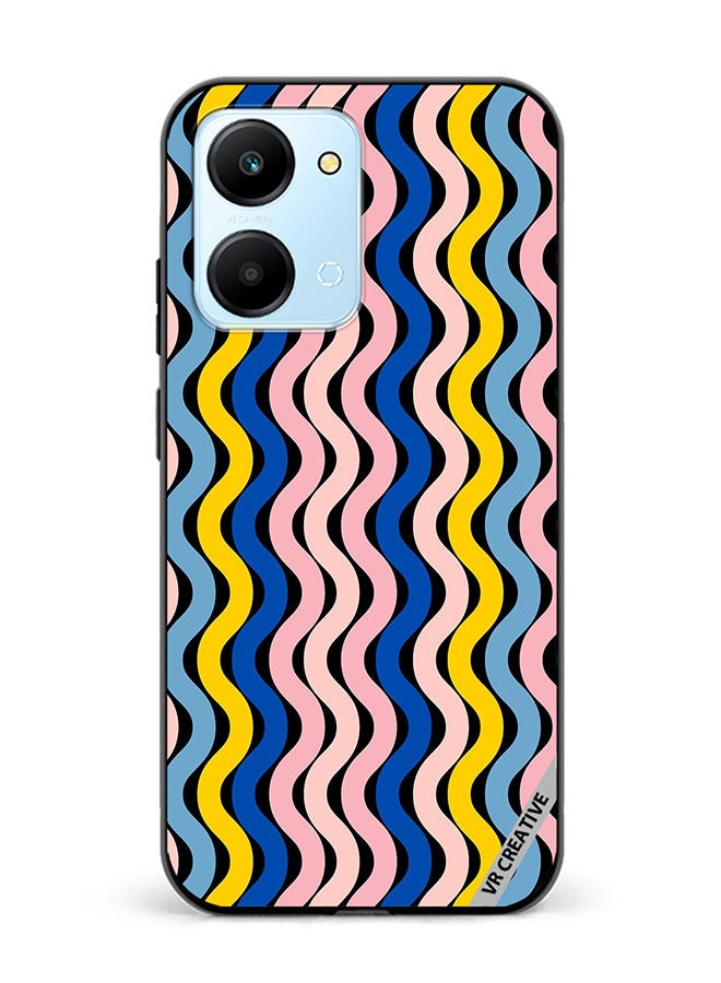 VR CREATIVE Protective Case Cover For Honor Play7T Retro Vintage Waves Groove Design Multicolour - Image 1
