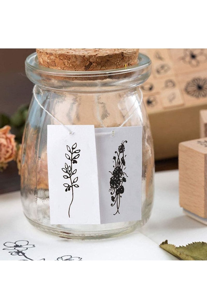 SYOSI Vintage Wooden Rubber Stamps, Plant Flower Decorative Mounted Stamp Set for DIY Craft, Scrapbook, Painting, Diary, Teaching and Card Making, Letters, and Scrapbooking - Image 3