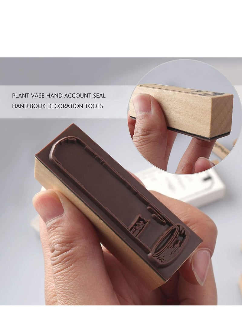 SYOSI Vintage Wooden Rubber Stamps, Plant Flower Decorative Mounted Stamp Set for DIY Craft, Scrapbook, Painting, Diary, Teaching and Card Making, Letters, and Scrapbooking - Image 5