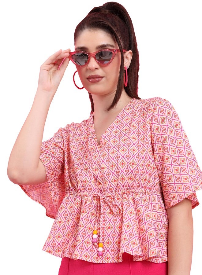 Ketch Women Short Sleeve Regular Fit Tops KHTP000333 Pink L - Image 1