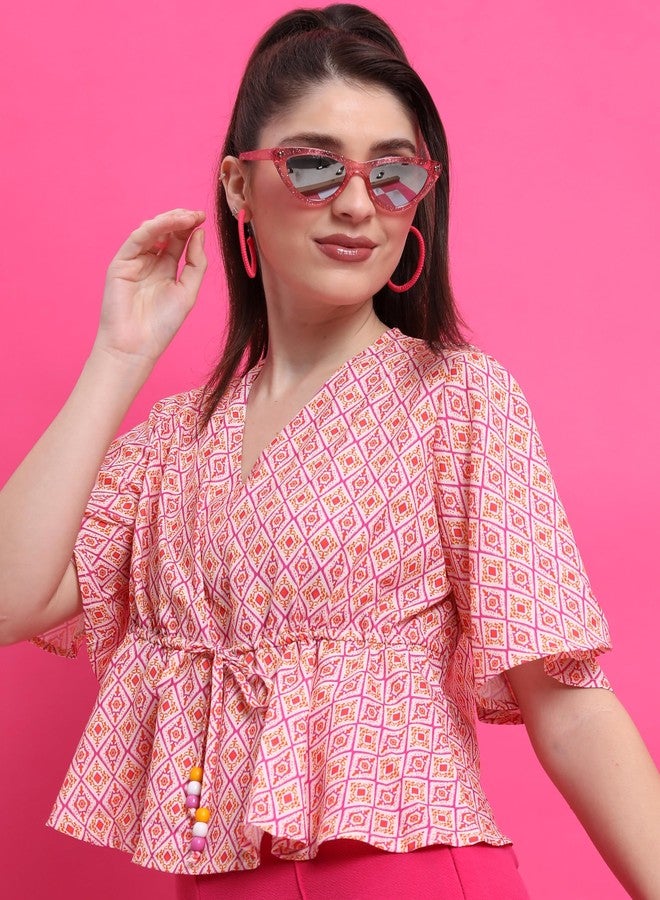 Ketch Women Short Sleeve Regular Fit Tops KHTP000333 Pink L - Image 2