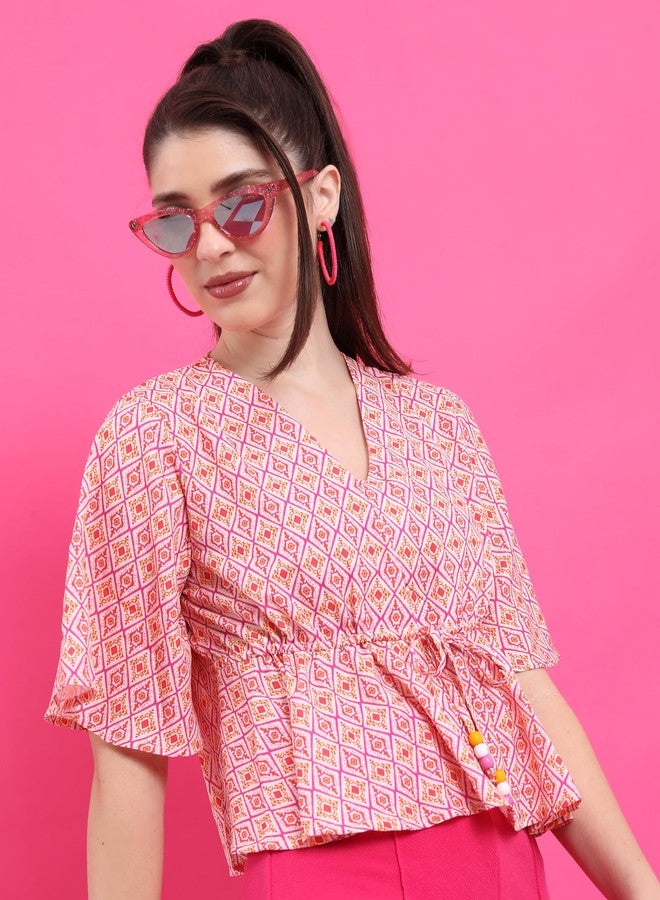 Ketch Women Short Sleeve Regular Fit Tops KHTP000333 Pink L - Image 3