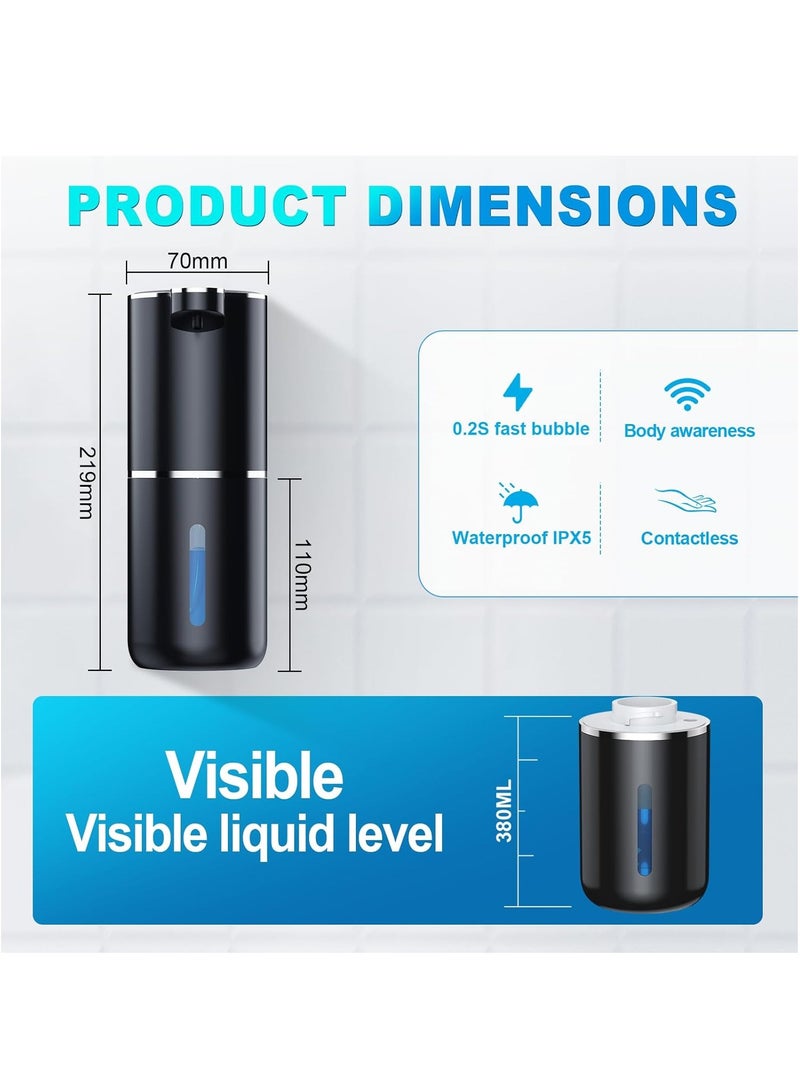 GUDOO Automatic Soap Dispenser, 380 ml, Wall Mounting, Non-Contact Electric Soap Dispenser with Sensor, USB Rechargeable Foam Soap Dispenser for Bathroom, Kitchen, Office, Black - Image 5