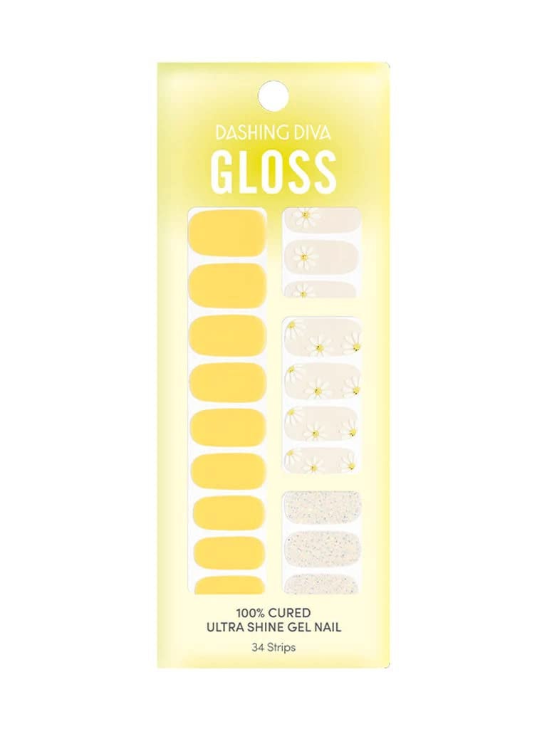 DASHING DIVA DASHING DIVA GLOSS Day to Night Short Square Shaped Press On Nails Long Lasting Stick On Gel Nails Lasts Up to 7 Days Contains 30 Stick On Nails Daisy Shine - Image 1