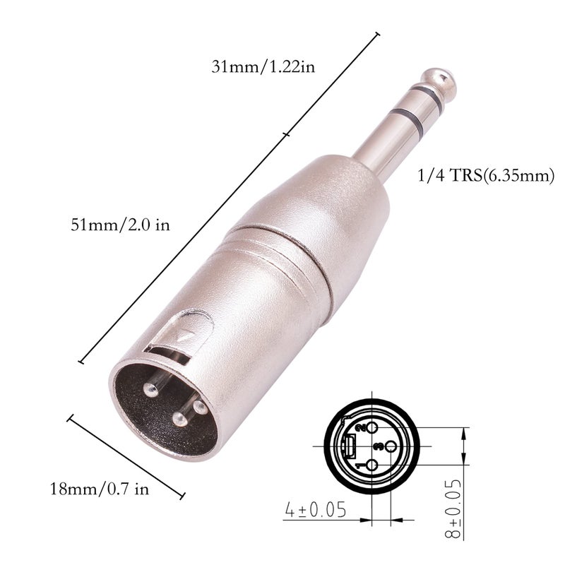 Smithok 4 Pack 1/4" TRS to XLR Adapter, Balanced Quarter Inch 6.35mm Male to XLR Male Adapters - Image 4