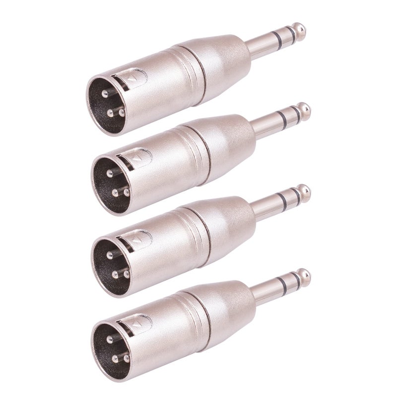 Smithok 4 Pack 1/4" TRS to XLR Adapter, Balanced Quarter Inch 6.35mm Male to XLR Male Adapters - Image 1