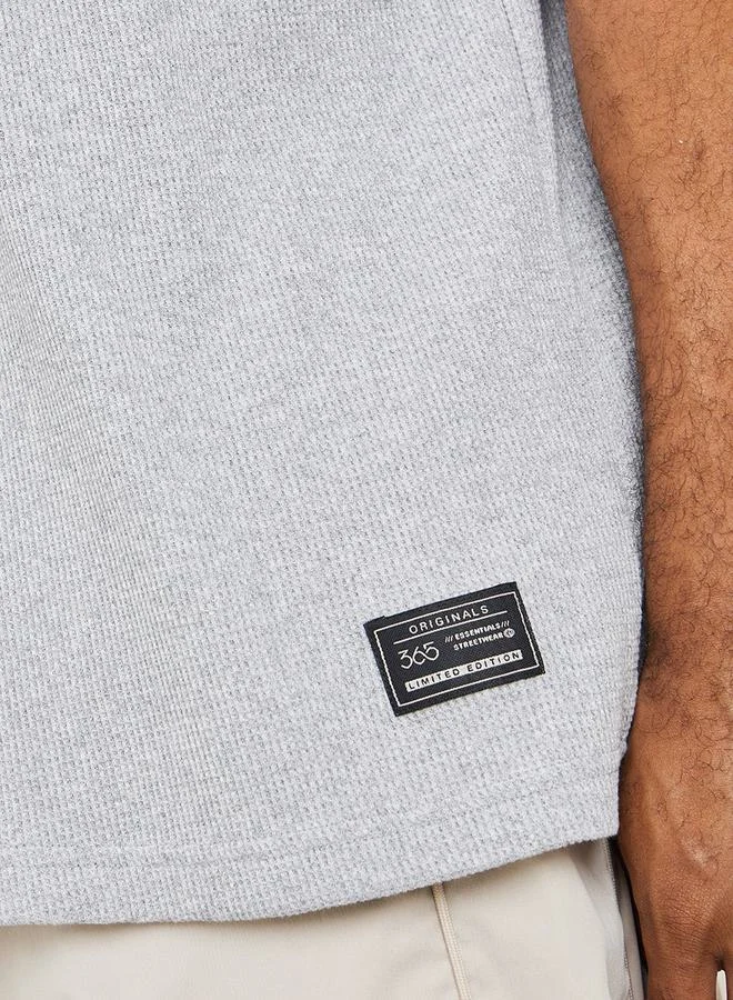 Styli Waffle Knit Oversized T-Shirt with Turn Up Sleeve