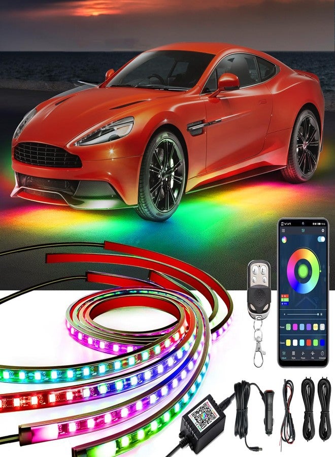 Yielinth Underglow Car Lights, 252 LEDs RGBIC 4 pcs Dream Color Dancing Chasing Strip Lights with 16 Million Colors and 213 Scene Modes with App and Remote Control, 5 Music Modes for All Cars - Image 1