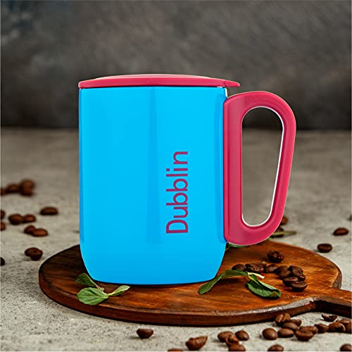 DUBBLIN Polo Stainless Steel Unbreakable Tea Coffee Mug Double Wall with Handle and Lid, Wide Mouth Mug Keeps Beverages Hot & Cold Capacity 270 ML Blue - Image 4
