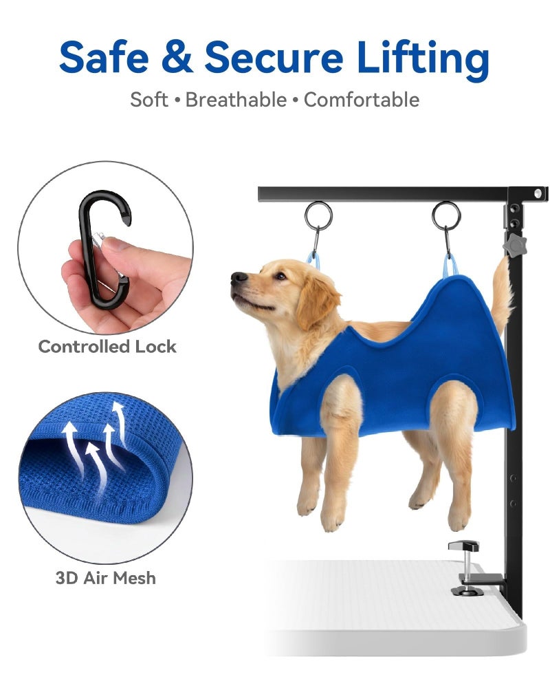 pickpiff Adjustable Foldable Dog Grooming Arm with Clamp, 26â€“40 in Height, Safety Hammock & No-Sit Holders, Grooming Restraint for Small & Medium Dogs - Image 2