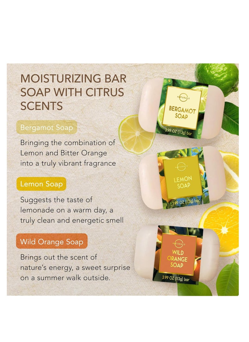 O Naturals O NATURALS 100% Natural Bar Soap - Assorted 6 PCS Soap Gift Set - Organic Ingredients & Essential Oils - Spa Gifts for Women & Men, Body Wash Soap Bar & Face Soap - Moisturizing Organic Citrus Soap  - Image 2