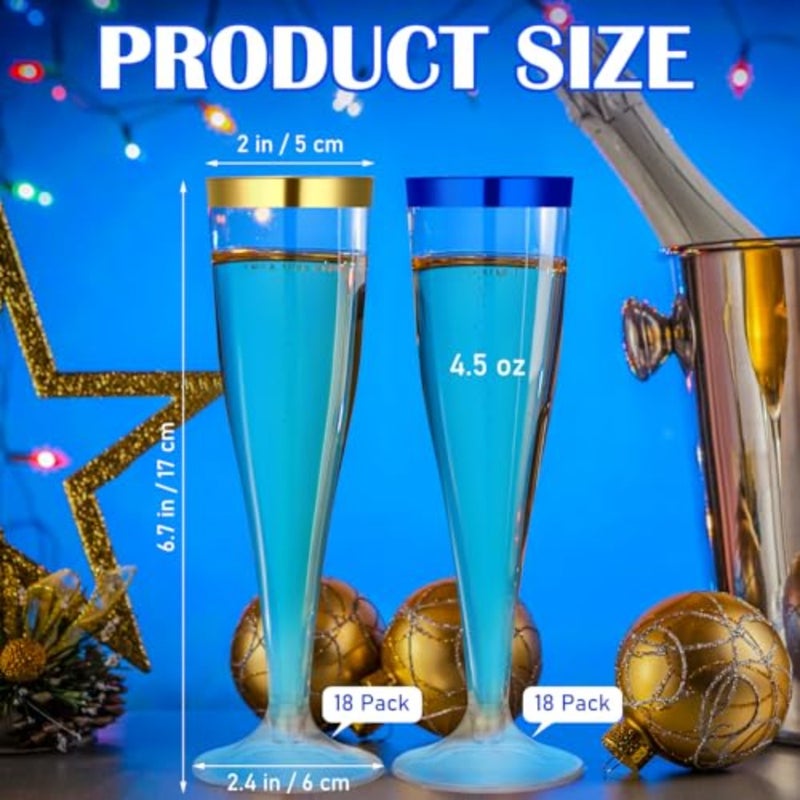 Pcs Plastic Champagne Flutes 4.5 oz Clear Disposable Wine Glasses Cocktail Cup Champagne Glass for Wedding 4th of July Summer Party Favor Mimosa Bar Supplies - Image 2