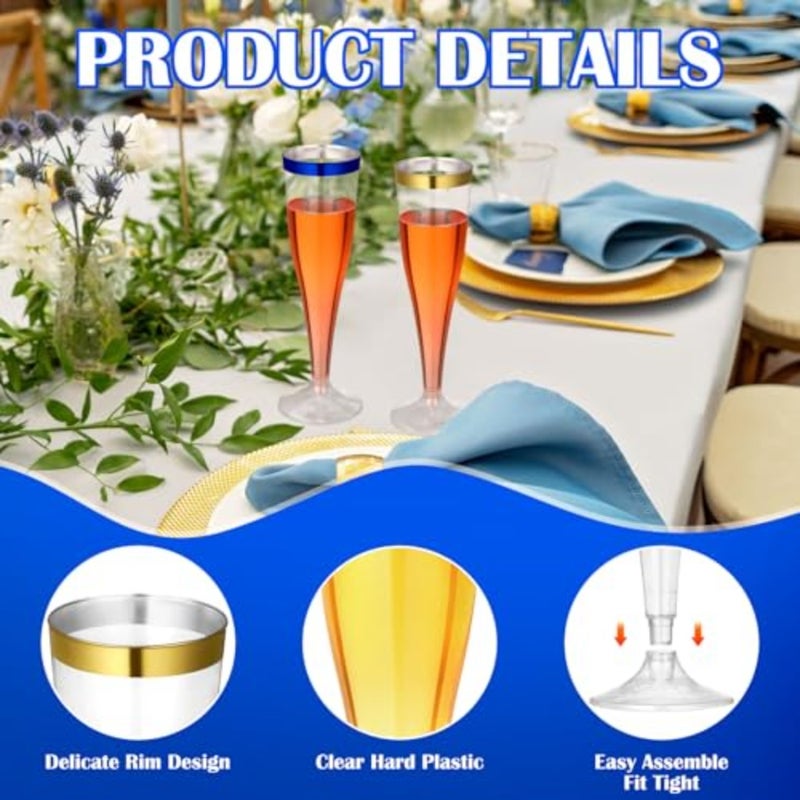 Pcs Plastic Champagne Flutes 4.5 oz Clear Disposable Wine Glasses Cocktail Cup Champagne Glass for Wedding 4th of July Summer Party Favor Mimosa Bar Supplies - Image 3