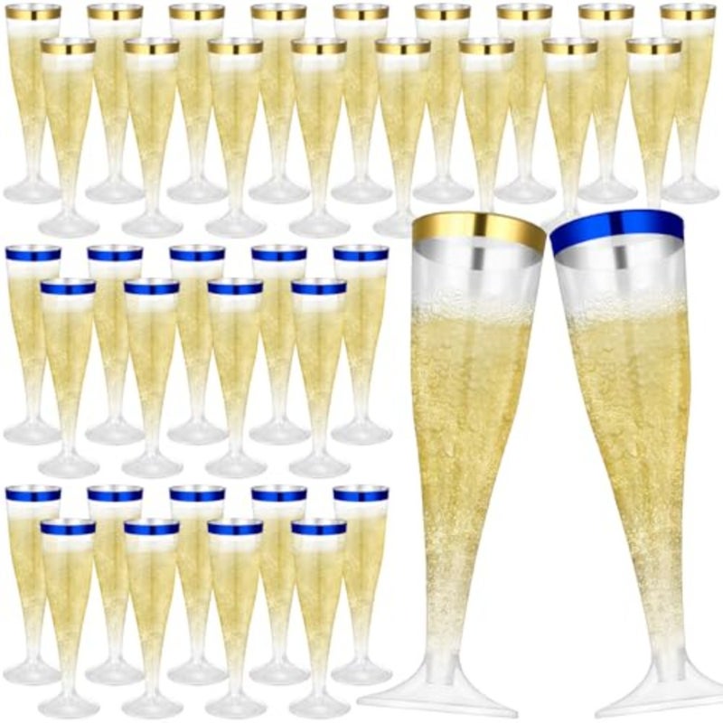 Pcs Plastic Champagne Flutes 4.5 oz Clear Disposable Wine Glasses Cocktail Cup Champagne Glass for Wedding 4th of July Summer Party Favor Mimosa Bar Supplies - Image 1