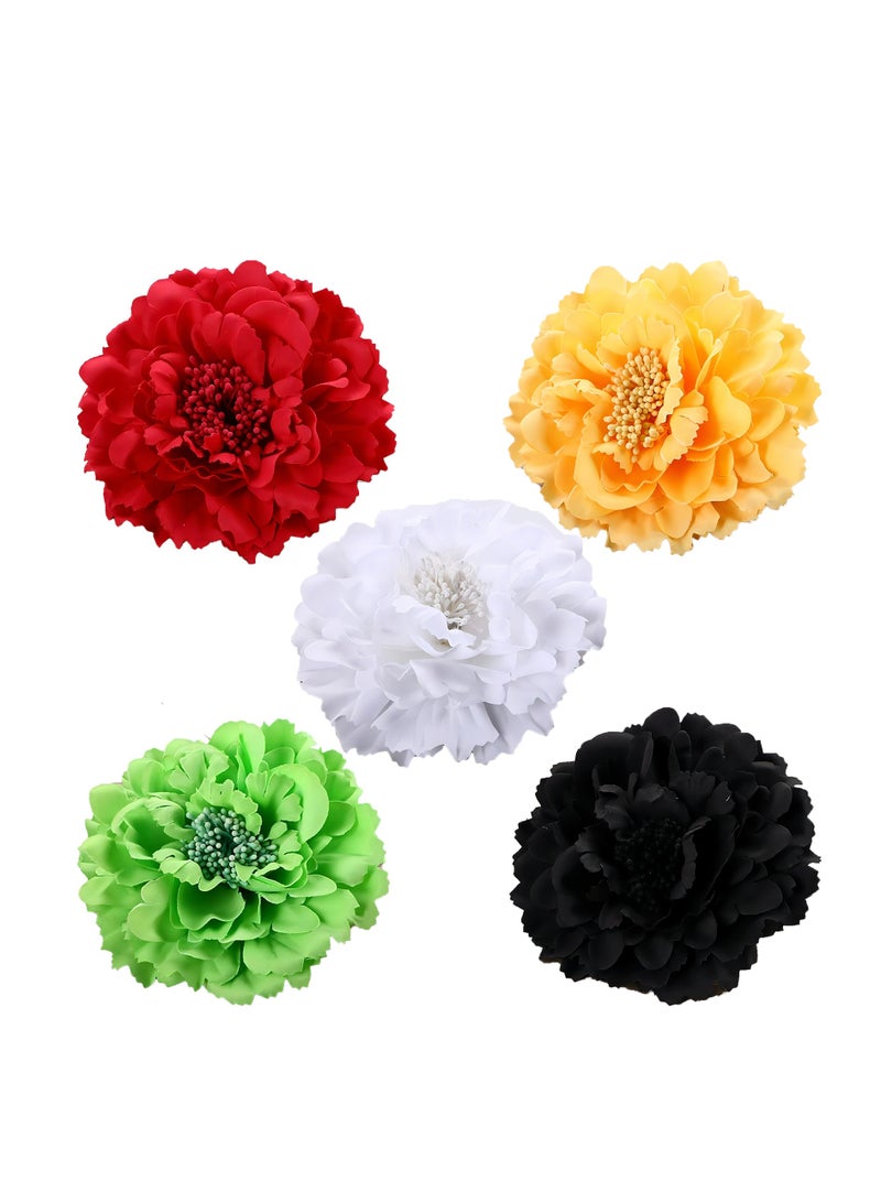 10 قطع مقاطع شعر زهرة الشيفون الملونة للنساء بروش زهرة الفاوانيا الاصطناعية لحفل الزفاف - Image 3