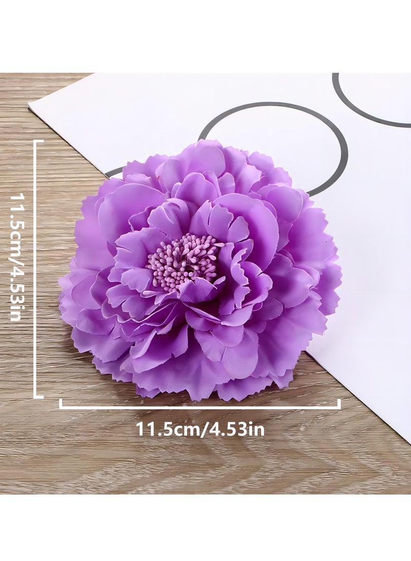 10 قطع مقاطع شعر زهرة الشيفون الملونة للنساء بروش زهرة الفاوانيا الاصطناعية لحفل الزفاف - Image 4