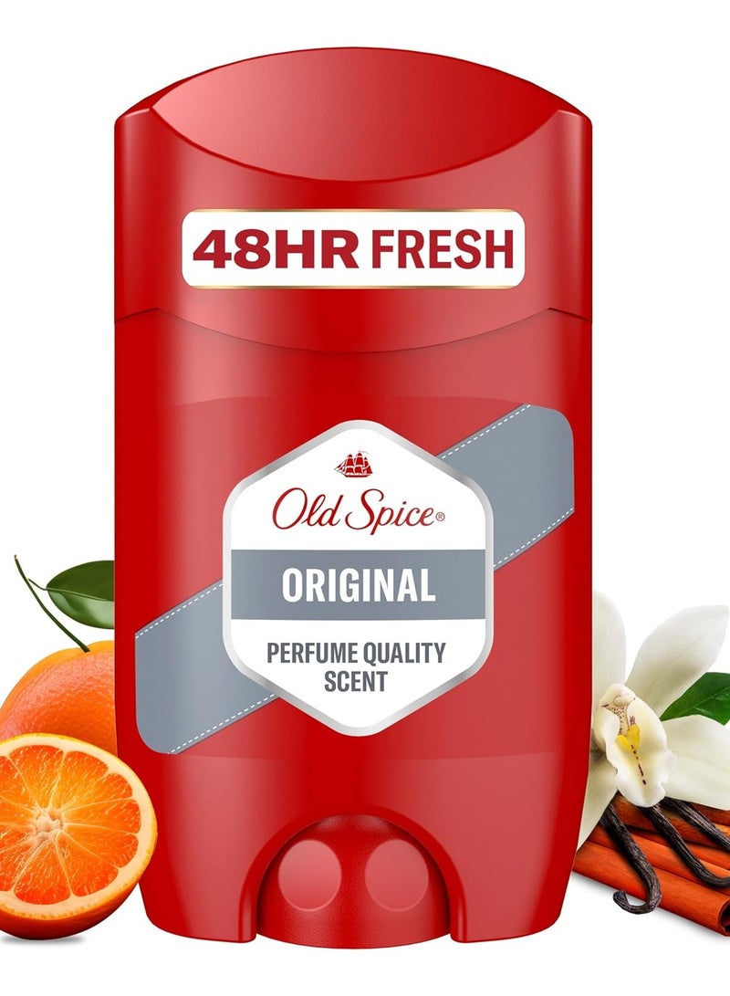 Old Spice Original Deodorant Stick for Men, 6 x 50 ml, 48H Fresh, Long-Lasting Fragrance in Perfume Quality, 0% Aluminium  - Image 3